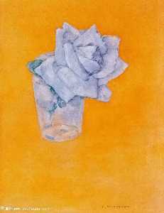 Piet Mondrian - White Rose in Glass, after