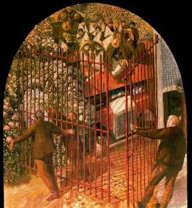 Stanley Spencer - Convoy of Wounded soldiers arriving at Beaufort Hospital Gates