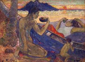 Paul Gauguin - The Canoe: A Tahitian Family