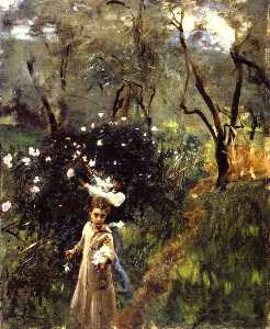 John Singer Sargent - Children Picking Flowers (also known as Gathering Flowers at Twilight)