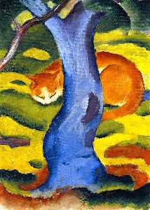Franz Marc - Children-s Picture (also known as Cat behind a Tree)