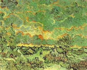 Vincent Van Gogh - Cottages and Cypresses: Reminiscence of the North