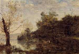Jean Baptiste Camille Corot - Cowherd by the Water