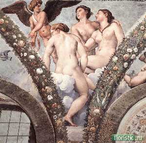 Raphael (Raffaello Sanzio Da Urbino) - Cupid and the Three Graces (Villa Farnesina, Rome)