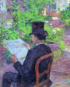 Henri De Toulouse Lautrec - Desire Dehau Reading a Newspaper in the Garden
