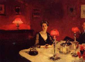 John Singer Sargent - A Dinner Table at Night (also known as Mr. and Mrs. Albert Vickers)