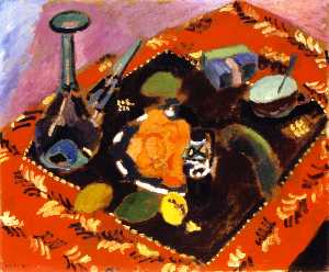 Henri Matisse - Dishes and Fruit on a Red and Black Carpet (also known as Le Tapis Rouge)