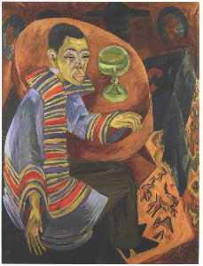 Ernst Ludwig Kirchner - The Drinker (self-portrait) - (buy famous paintings)