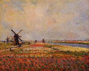 Claude Monet - Fields of Flowers and Windmills near Leiden