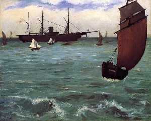 Edouard Manet - Fishing Boat Coming in Before the Wind (also known as The Kearsarge at Bologne)