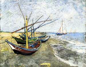 Vincent Van Gogh - Fishing boats on the Beach at Les Saintes-Maries-de-la-Mer