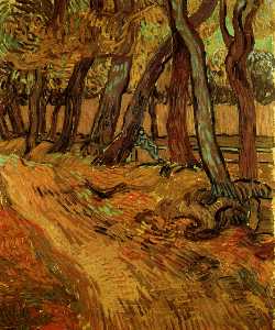 Vincent Van Gogh - The Garden of Saint-Paul Hospital with Figure
