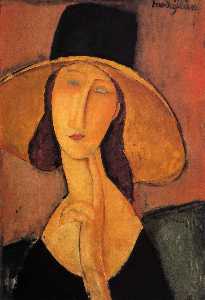 Amedeo Modigliani - Jeanne Hebuterne in a Large Hat (Portrait of Woman in Hat)