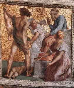 Raphael (Raffaello Sanzio Da Urbino) - The Judgment of Solomon (ceiling panel) (Stanza della Segnatura)