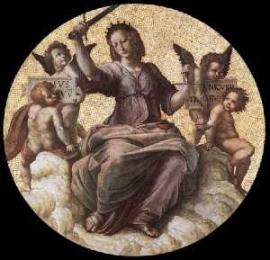 Raphael (Raffaello Sanzio Da Urbino) - Justice (ceiling tondo) (Stanza della Segnatura)