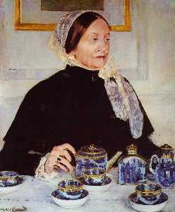 Mary Stevenson Cassatt - Lady at the Tea Table - (own a famous paintings reproduction)