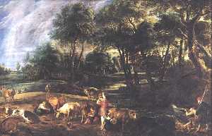 Peter Paul Rubens - Landscape with Cows and Wildfowlers