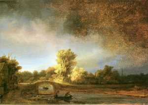 Rembrandt Van Rijn - Landscape with Stone Bridge