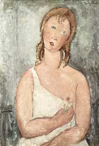 Amedeo Modigliani - Girl in the shirt (Red-haired girl)