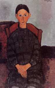 Amedeo Modigliani - A Young Girl with a Black Overall