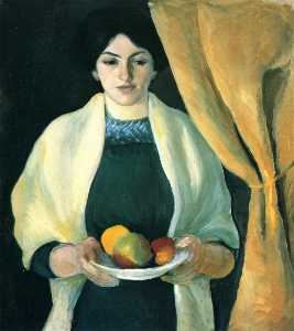 August Macke - Portrait with apples (Portrait of the Artist-s Wife)
