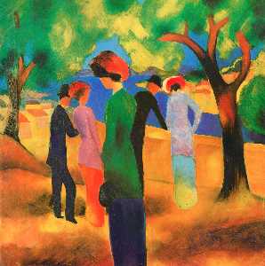 August Macke - Woman in a Green Jacket - (buy oil painting reproductions)