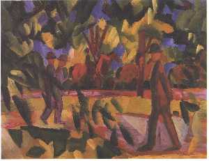 August Macke - Riders and walkers at a parkway