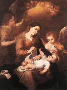 Bartolome Esteban Murillo - Mary and Child with Angels Playing Music