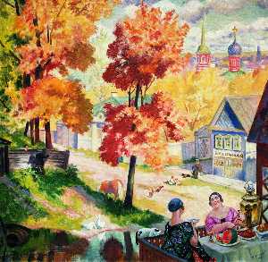 Boris Mikhaylovich Kustodiev - Autumn in the province. Teatime