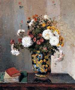 Camille Pissarro - Chrysanthemums In a Chinese Vase
