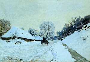 Claude Monet - Cart on the Snow Covered Road with Saint-Simeon Farm