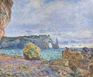 Claude Monet - Etretat, the Beach and the Porte d-Aval