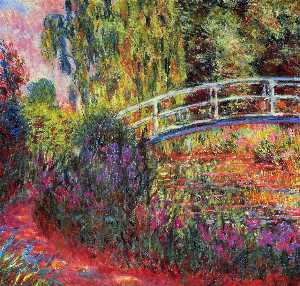 Claude Monet - The Japanese Bridge (The Water-Lily Pond, Water Irises)
