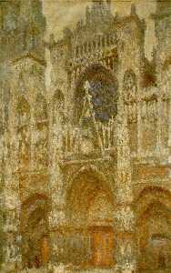 Claude Monet - Rouen Cathedral,The Gate, Grey Weather