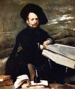 Diego Velazquez - A Dwarf Holding a Tome in His Lap