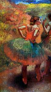 Edgar Degas - Two Dancers in Green Skirts, Landscape Scener