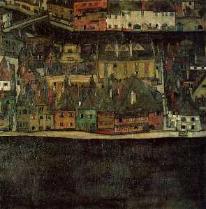 Egon Schiele - Krumau on the Molde, The Small City