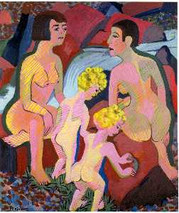 Ernst Ludwig Kirchner - Bathing Women and Children