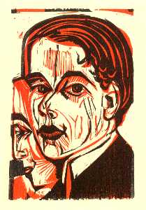 Ernst Ludwig Kirchner - Man-s Head. Self-portrait