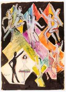 Ernst Ludwig Kirchner - Design for the Wall Painting Colourful Dance