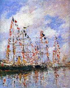 Eugène Louis Boudin - Sailing Ships at Deauville
