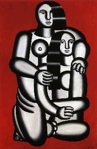 Fernand Leger - Two Figures, naked on red bottom
