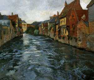 Frits Thaulow - Riverside, View of Abbeville
