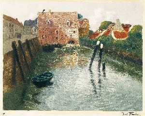 Frits Thaulow - Channel with Watermill