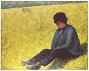 Georges Pierre Seurat - Peasant boy sitting in a meadow