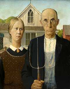 Grant Wood - American Gothic - (buy paintings reproductions)