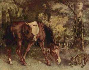 Gustave Courbet - Horse in the Woods