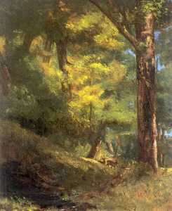 Gustave Courbet - Two Roe Deers in the Forest