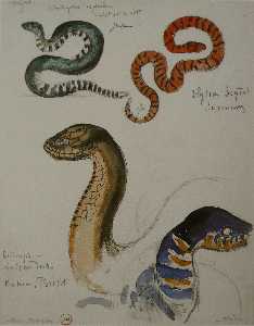 Gustave Moreau - Four studies of snakes