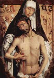 Hans Memling - The Man of Sorrows in the Arms of the Virgin